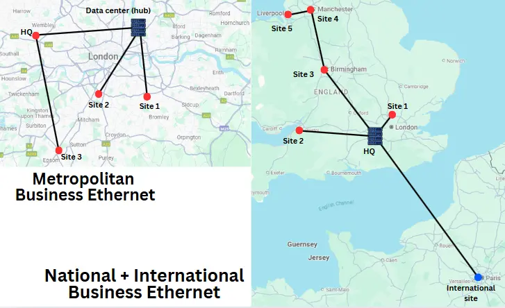 Business Ethernet services can interconnect sites locally, nationally and even internationally